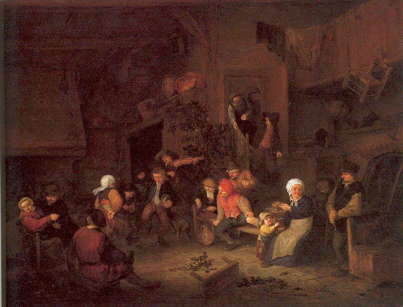 Ostade, Adriaen van Villagers Merrymaking at an Inn oil painting picture